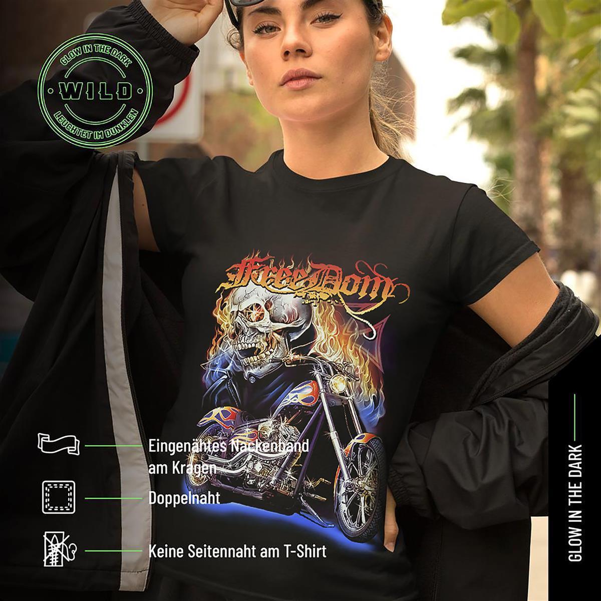 Wild Glow in the Dark Freedom Hellrider Skull T-Shirt