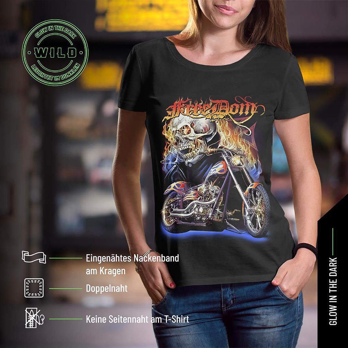 Wild Glow in the Dark Freedom Hellrider Skull T-Shirt