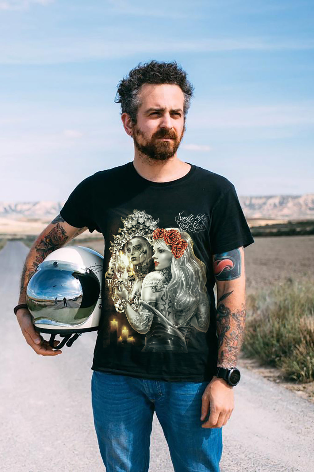 Wild Glow in the Dark Tattoo La Catrina Skull T-Shirt