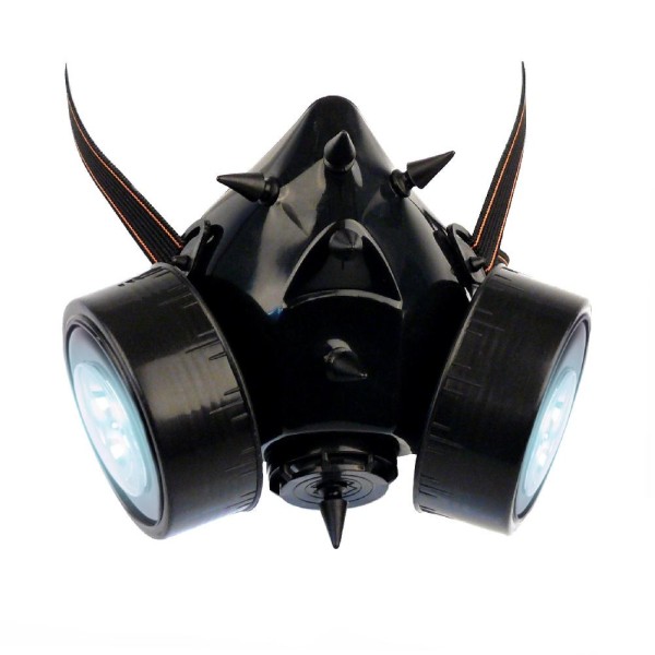 Gasmaske Schwarze UV Spikes und LED Licht