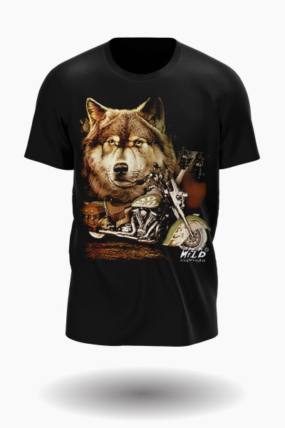 Wolf und Biker T-Shirt
