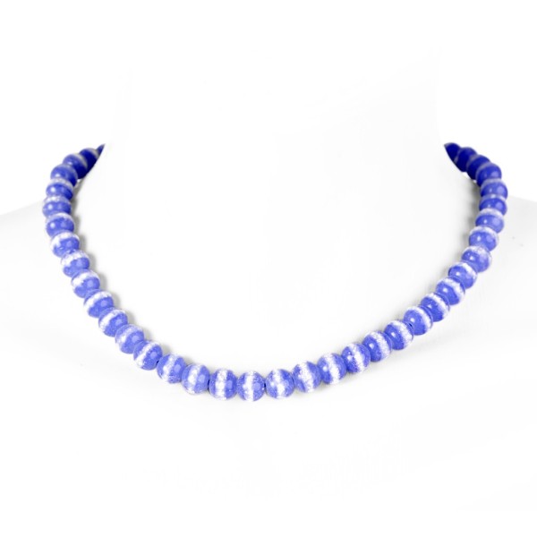 Fluoreszierende künstliche Perlenhalskette in Blau
