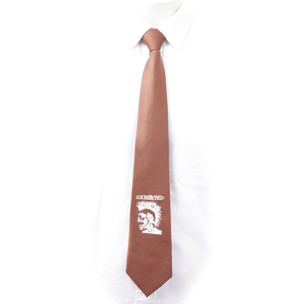Krawatte in Braun mit Totenkopf Logo