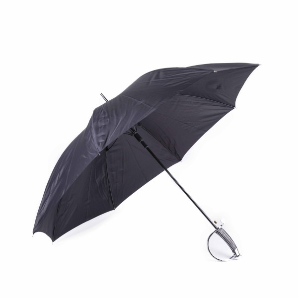 Automatik Regenschirm mit Schwarzer Tragetasche in Säbel Optik