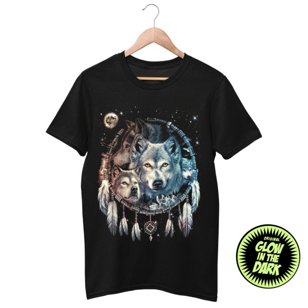 Schwarz Wolf Kinder T-Shirt