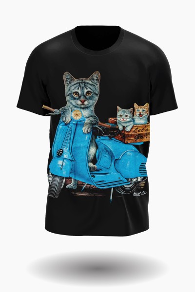 Wild Katzen Biker T-Shirt Glow in the Dark