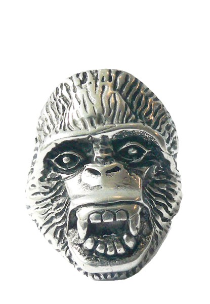 Metallring mit großem Affenkopf