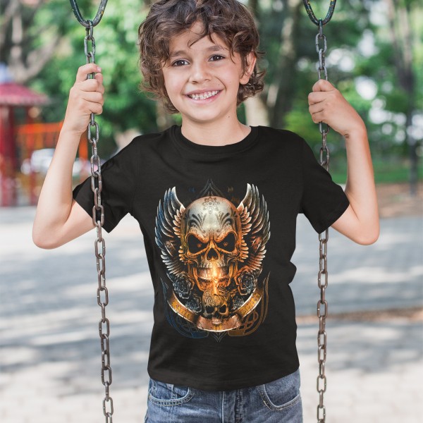 Schwarz King Skull Kinder T-Shirt