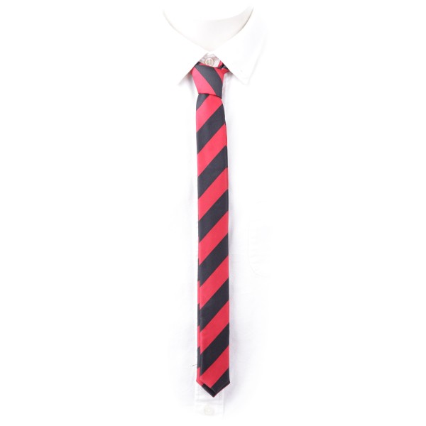 Schmale Krawatte schwarz rot gestreift
