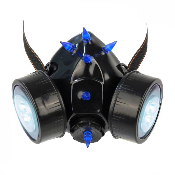 Gasmaske mit Blauen UV Spikes und LED Licht