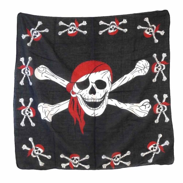 Baumwolltuch mit Piraten Muster in Schwarz Weiß