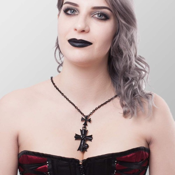 Goth Cross Skull Halskette