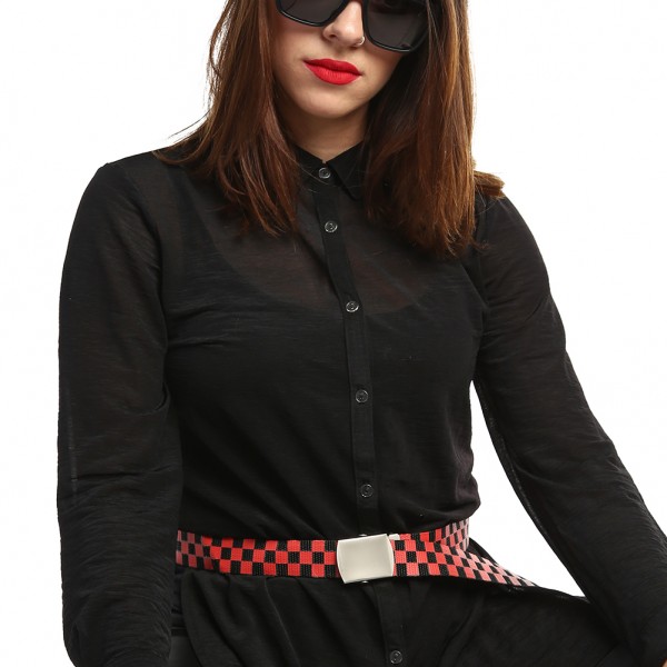 Schwarz roter Streetwear Karo Stoffgürtel One Size