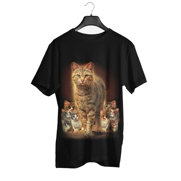 Glow in the Dark Kinder Shirt Katzen Familie