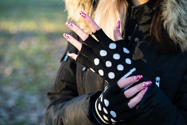 Fingerlose Polka Dots Handschuhe