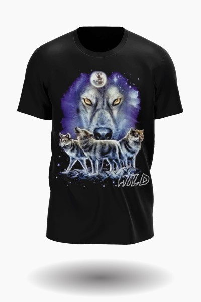 Leitwolf &amp; Wolfsrudel in der Nacht mit Mond T-Shirt