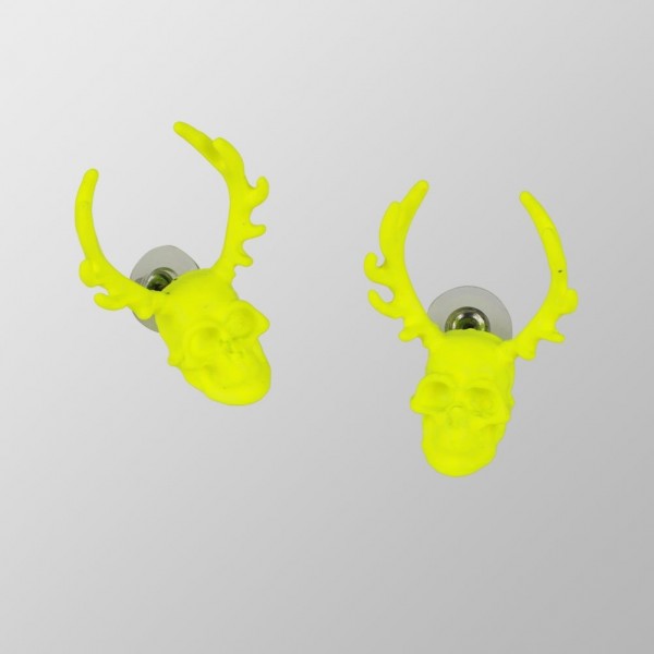 UV Gelbe Totenkopf Elch Ohrringe