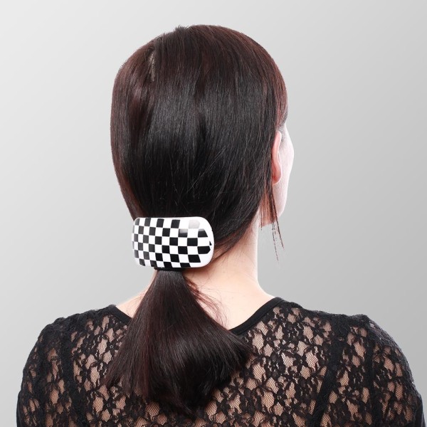 Haarspange Retro 6er Display - Kariert - 3x Schwarz / Weiß und 3x Schwarz / Weiß
