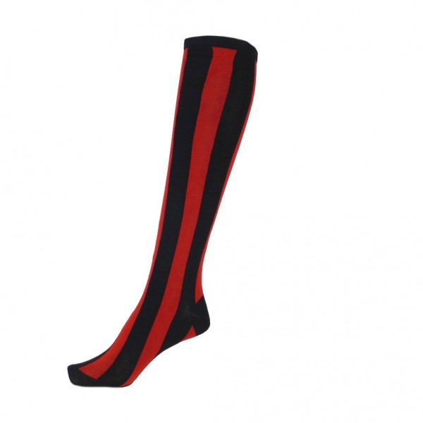 Schwarz Rot Gestreifte Socken Lang