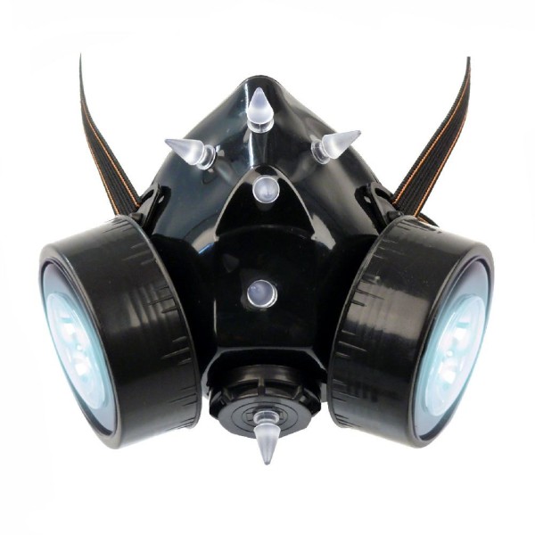 Gasmaske mit Weißen UV Spikes und LED Licht