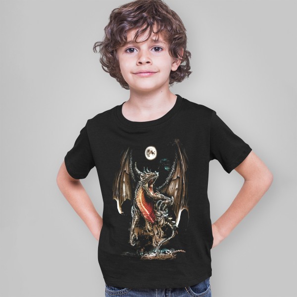 Schwarz Skull Dragon Kinder T-Shirt