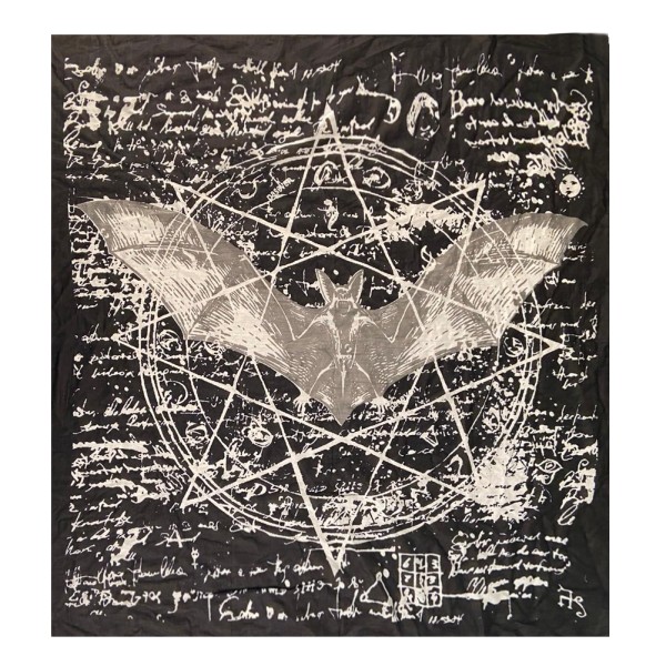 Baumwolltuch mit Pentagram Fledermaus Muster in Schwarz Weiß