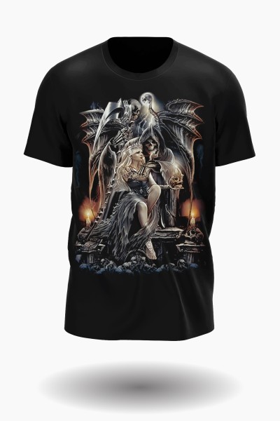 Reaper und Königin auf dem Thron T-Shirt