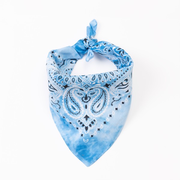 Bandana Halstuch Tie Dye Paisley Hellblau 55 cm x 55 cm