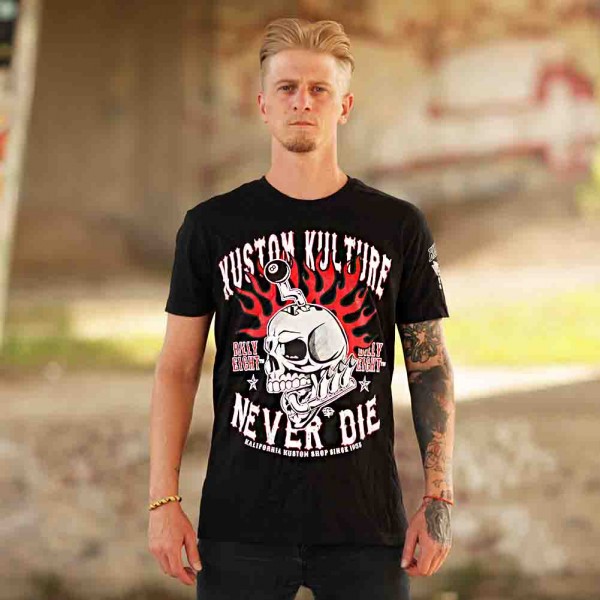 Billy Eight Never Die Totenschädel Triebwerk T-Shirt
