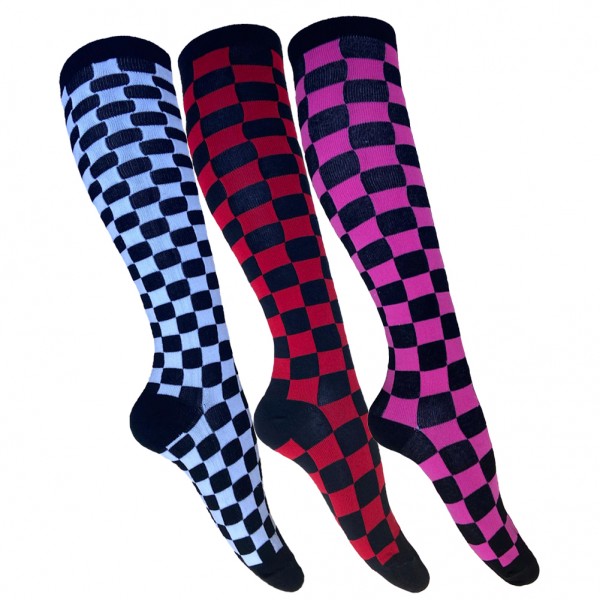 3 Stücke überknie Socken Schwarz Weiße Pink Socken Kariert