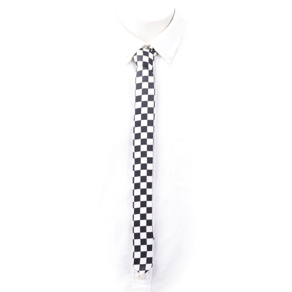 Schmale Krawatte Schwarz Weiß im Schachbrett Design