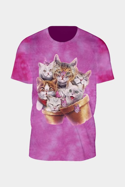 Tie-Dye Rosa Katzen T-Shirt