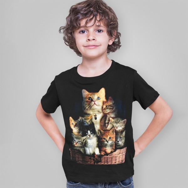 Glow in the Dark Kinder Shirt Schwarz Kitty Cats