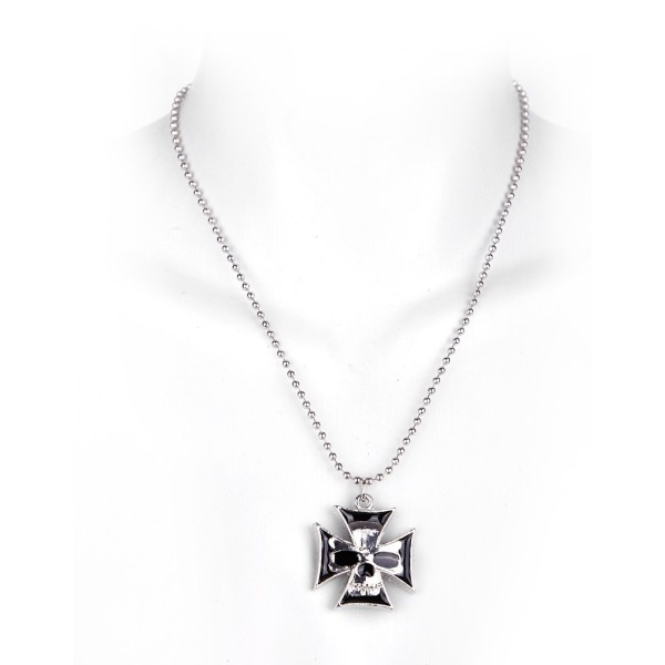 Iron Cross Skull Ballchain Halskette