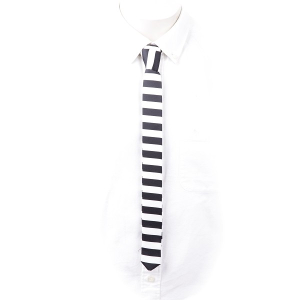 Schmale Hipster Krawatte schwarz weiß gestreift