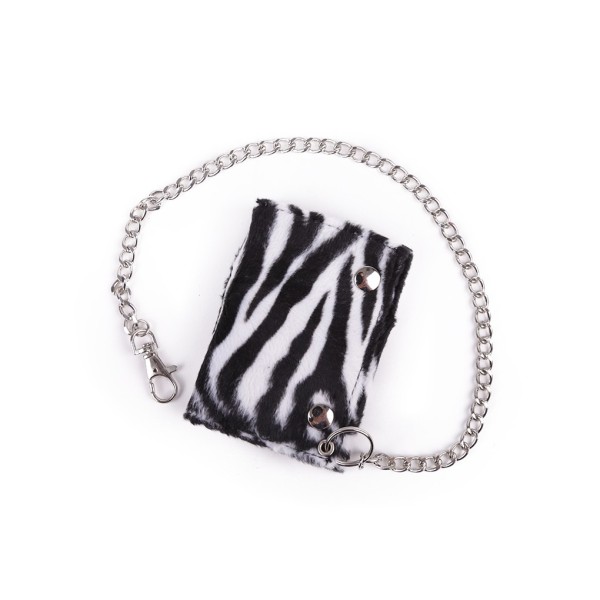 Unisex Zebra Fell Optik Geldbörse mit Kette aus Metall