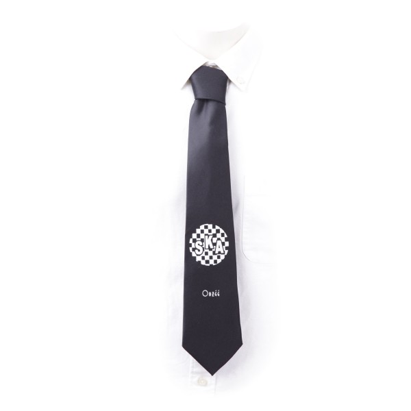Schwarze Krawatte mit weißem Ska Logo