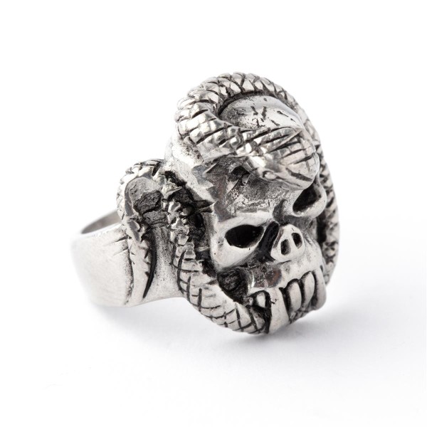 Ring im Totenkopf Design mit Schlange auf dem Kopf