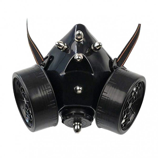 Atemschutzmaske mit eingesetzten Metallspikes für Cosplay - Gothic - Steampunk - EDM Fans (87324-001