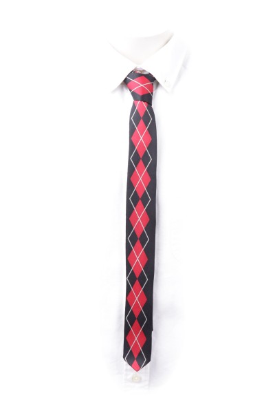 Schmale schwarz Krawatte mit roten Rautenmuster