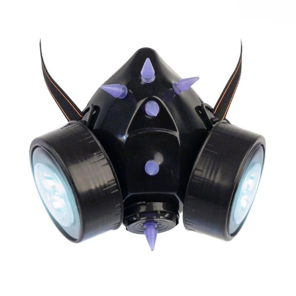 Goth Gasmaske mit Lilanen UV Spikes und LED Licht