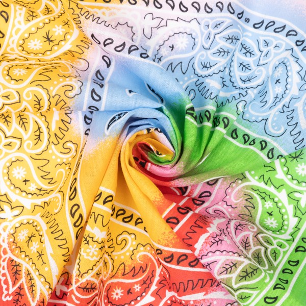 Bandana Halstuch Tie Dye Paisley Floral Rainbow 55 cm x 55 cm