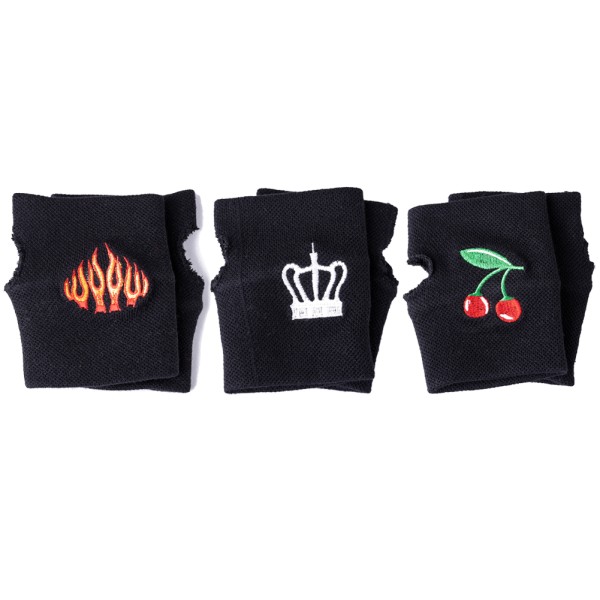 Fingerlose Handschuhe Flammen Kirschen Krone 3er Set