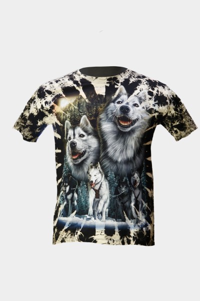 Wolfschlittenabenteuer Tie-Die T-Shirt