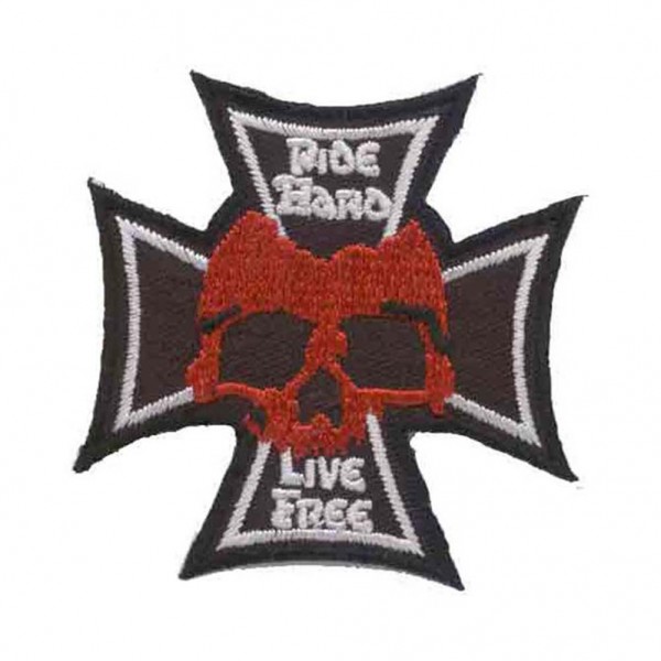 Ride Hard Live Free Iron Cross Patch
