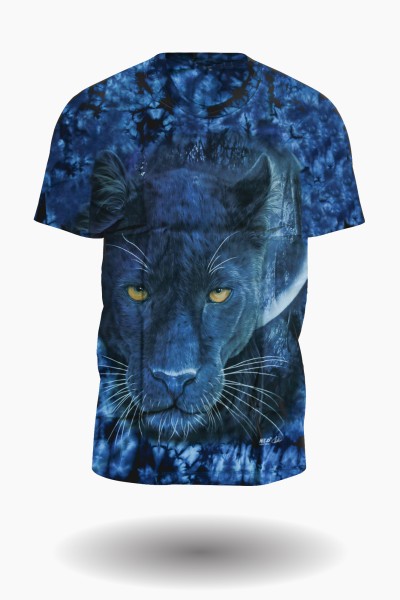 Blauer Panther Tie Dye T-Shirt Blau