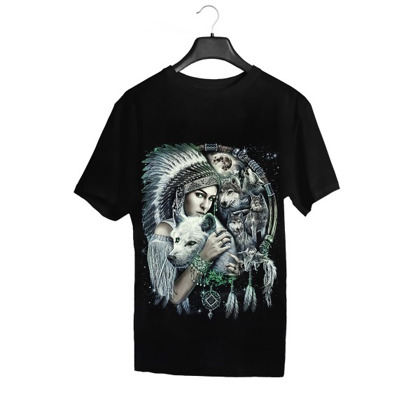 Wild Glow in the Dark Indian Wolf Dreamcatcher T-Shirt