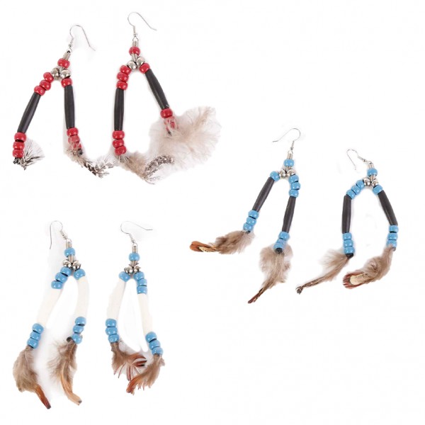 Navajo Sommer Feder Ohrringe Indianer Style 3er Set