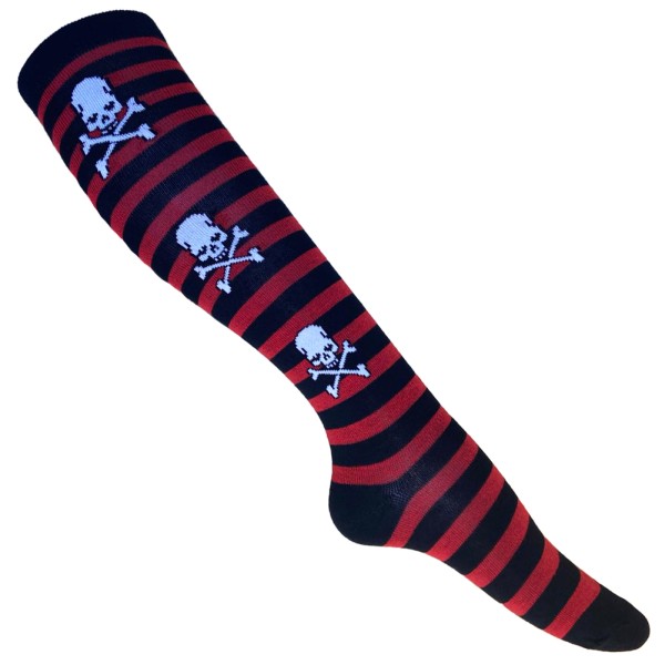 Gestreifte Totenkopf Socken Schwarz Rot
