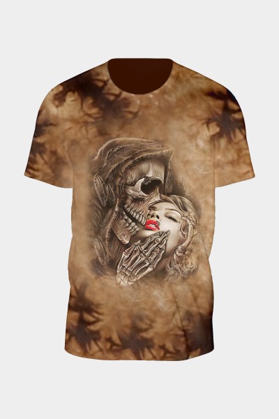 Tie-Dye Braun Kiss of Death T-Shirt
